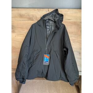 GSou Snow Ski Jacket Womens Large Black Waterproof Hooded Zip-Up GS-UJK2534 NWT